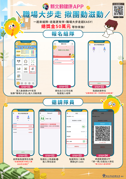 職場大步走-組隊步驟海報